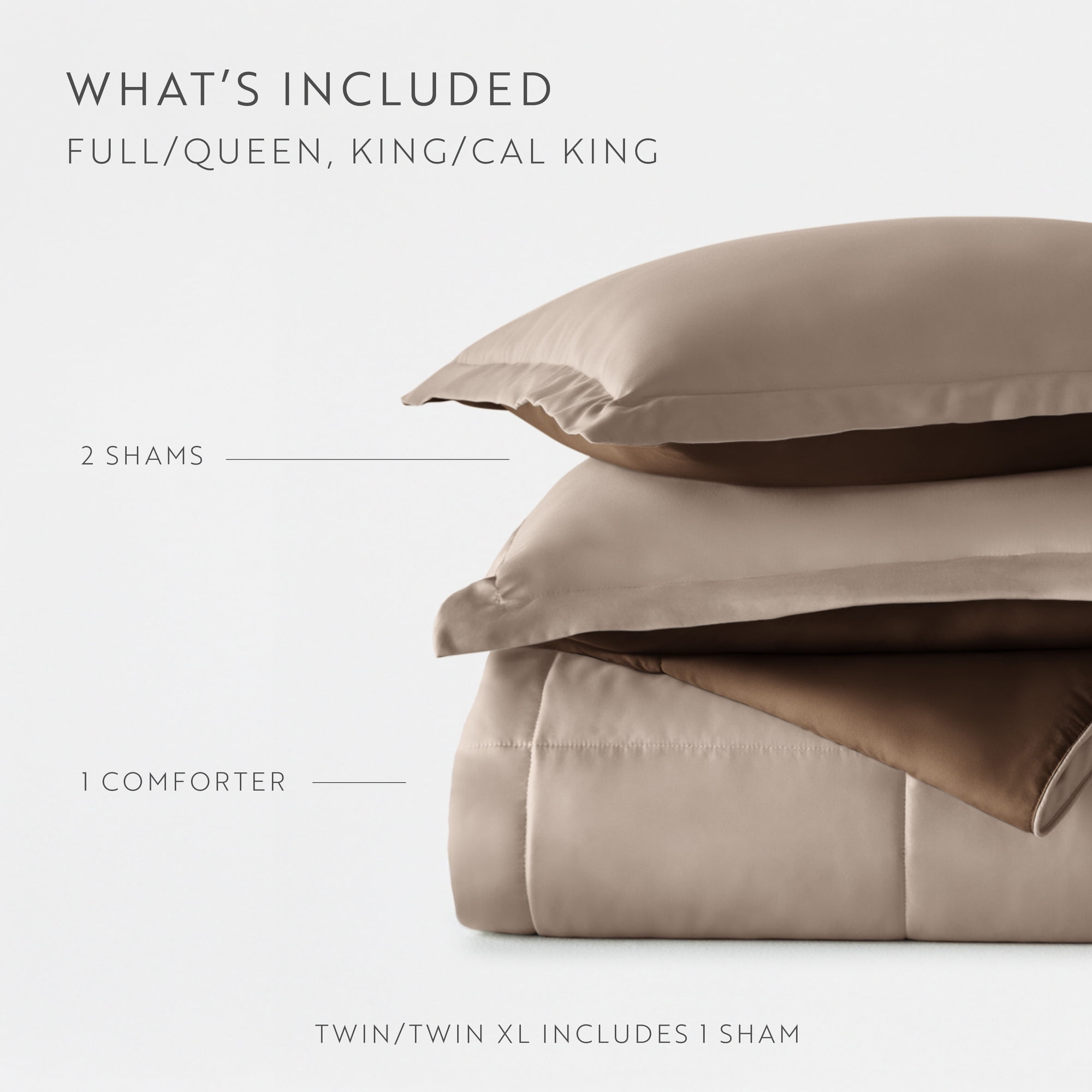 Heavyweight Warmth All Season Reversible Comforter Set Breathable Cool in Taupe & Chocolate Brown Full/Queen Size Bedding - Hypoallergenic Ultra-Fluffy Quilt for Winter Detail