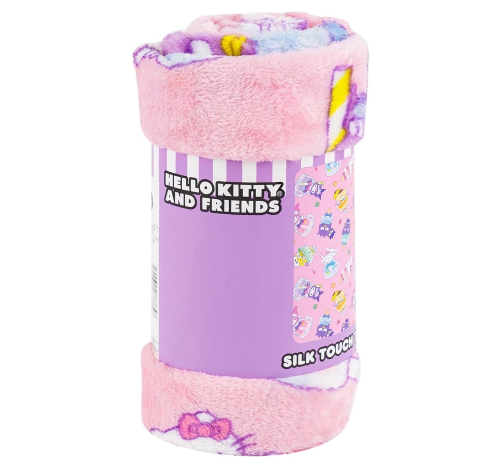 Super Soft Flannel Hello Kitty Soft and Friends Silky Fleece Throw 40"x50" Kids Blanket "Cool Treat" - Super Soft Reversible Sherpa Flannel Blanket Detail