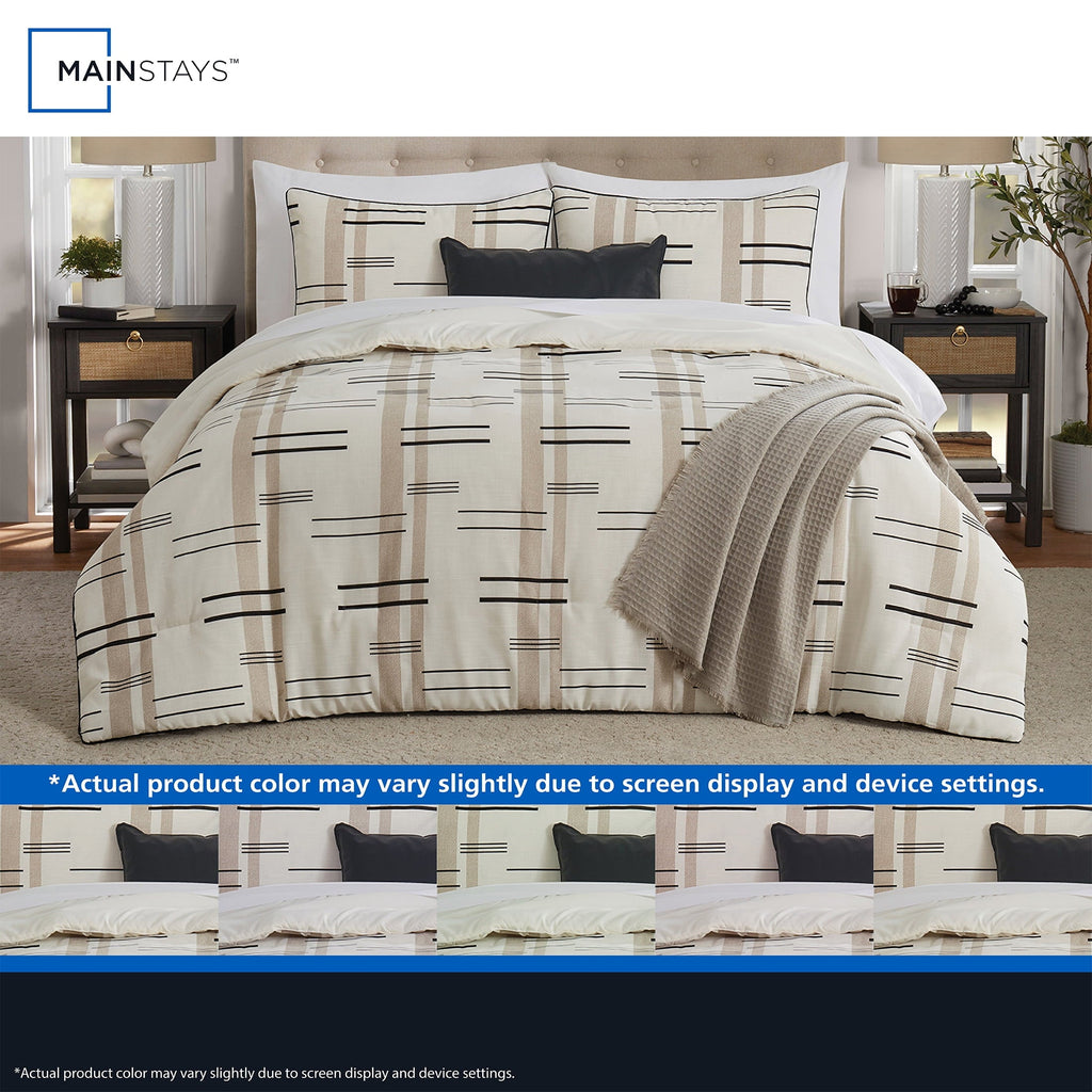 Hypoallergenic Cloud Full/Queen Comforter Set, All-Season, 5-Piece, Tan Modern - Luxurious Quilted Duvet Cover Set Detail