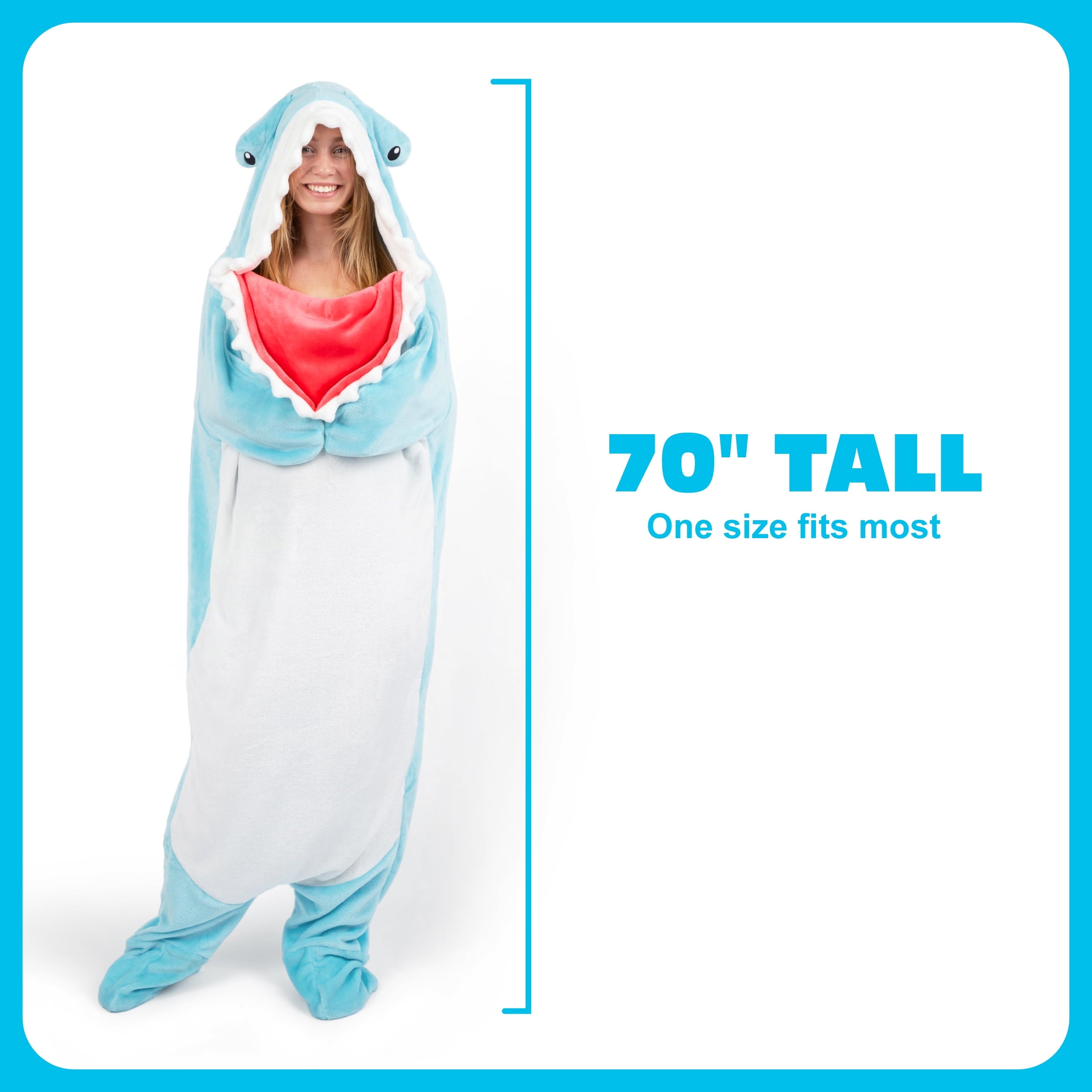 Cozy Fleece Hammerhead Blanket 70" Throw Blanket with Sleeves - Lightweight Plush Warm Blanket for All Seasons Detail