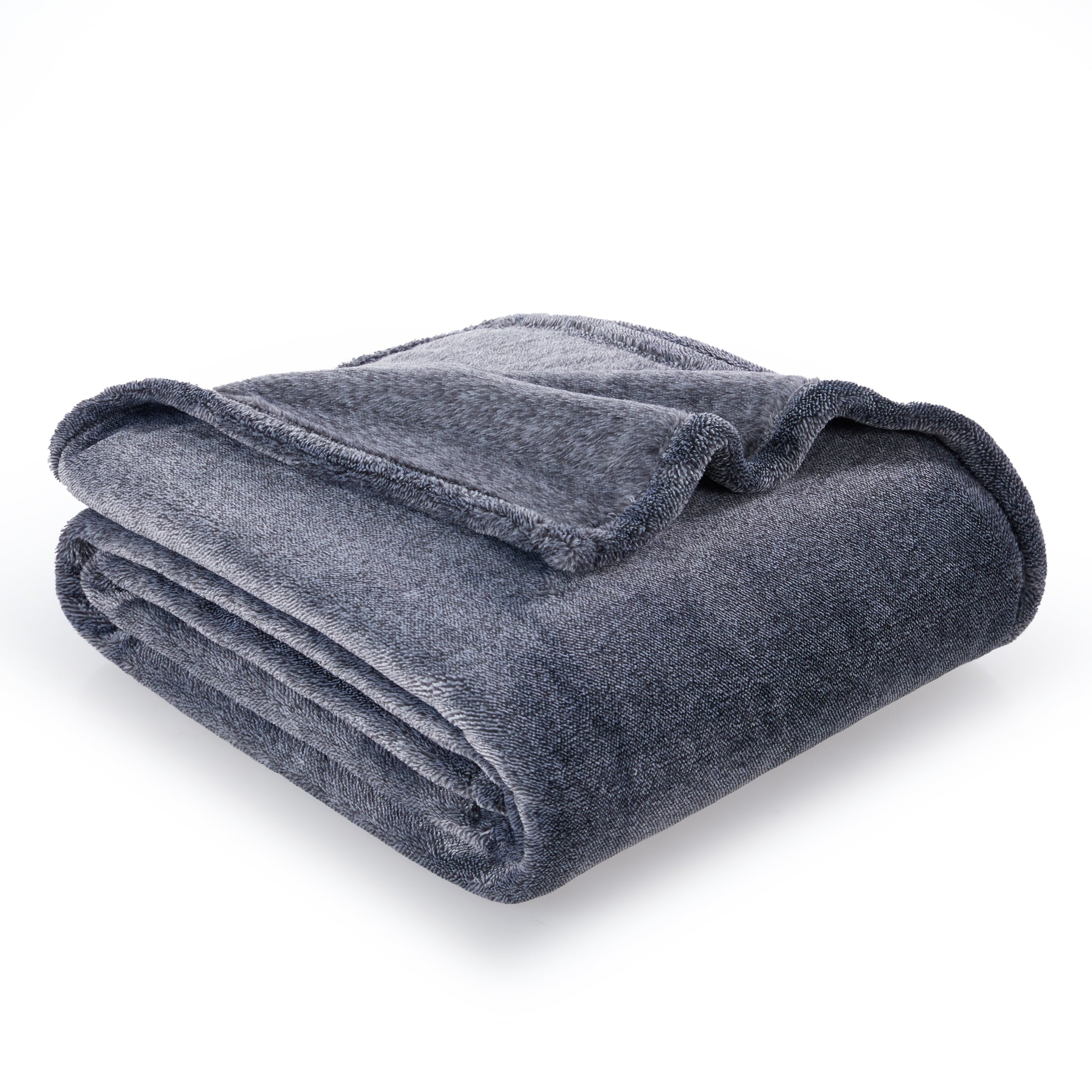 Lightweight Warm Plush Heathered Soft Oversized Throw Blanket, Gray - Super Soft Reversible Sherpa Flannel Blanket Detail