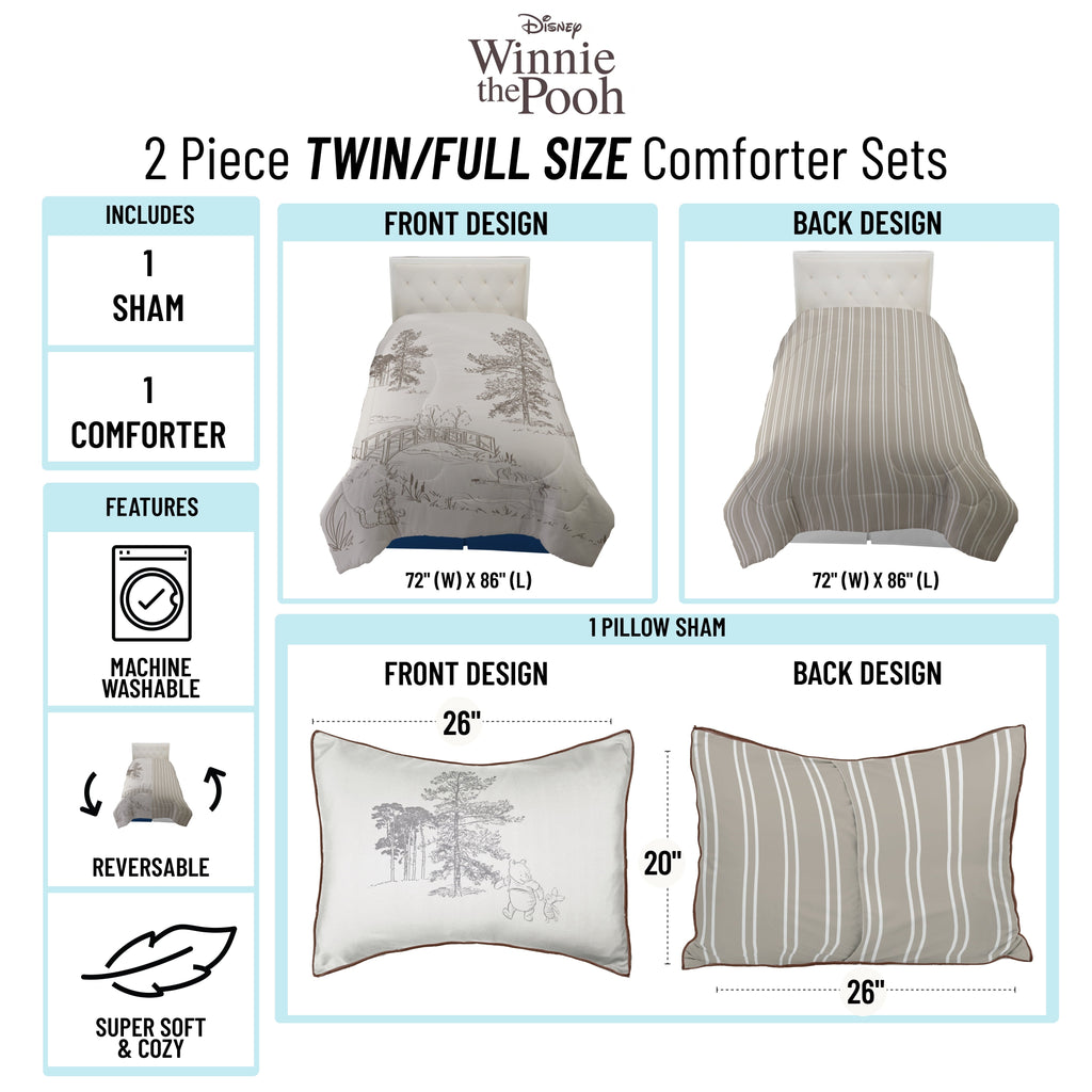 Heavyweight Warmth Kids 2 Piece Khaki Comforter and Sham Bedding Set, Twin/Full - Cloud-Like Soft Lightweight Bed Comforter Detail