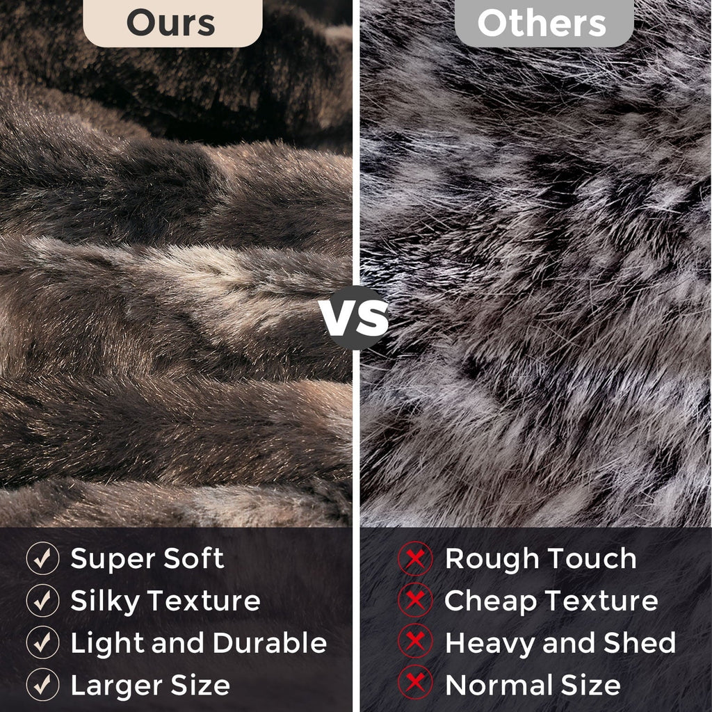 Decorative Knitted Faux Rabbit Fur Throw Blanket- 50x60 inches, Soft Fluffy Cozy Warm Fuzzy Machine Washable, Durable Blanket for Couch ... - Lightweight Plush Warm Blanket for All Seasons Detail