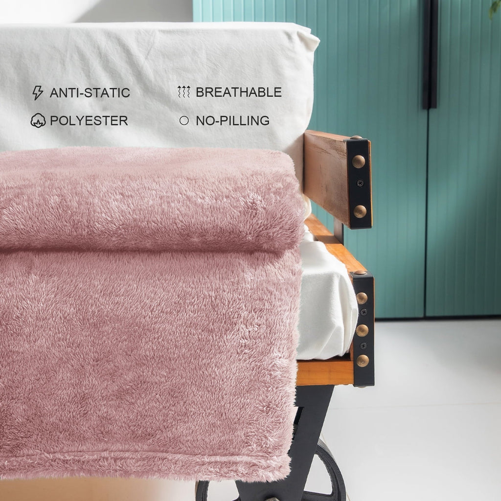 Super Soft Flannel Plush Fuzzy Large Fleece Throw Blanket (50" x 70", Dusty Pink)- Soft, Warm and Lightweight - Cozy Fleece Throw Blanket for Couch & Bed Detail