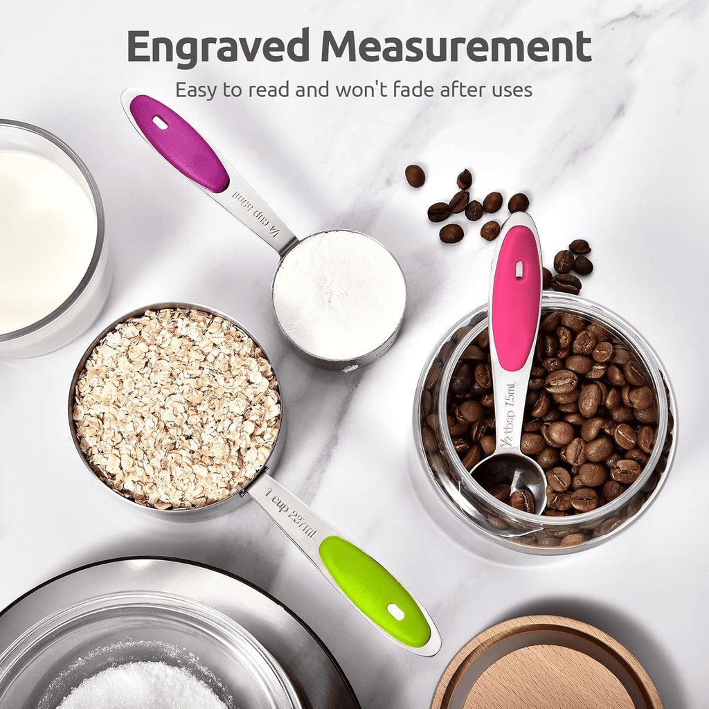 High-Precision Stainless Steel Measuring Cups and Spoons Set of 15, 5 Stainless Steel Nesting Measuring Cups & 5 Spoons, 5 Mini Meas... - Multi-Purpose Hand Tool for Daily Meal Prep Detail