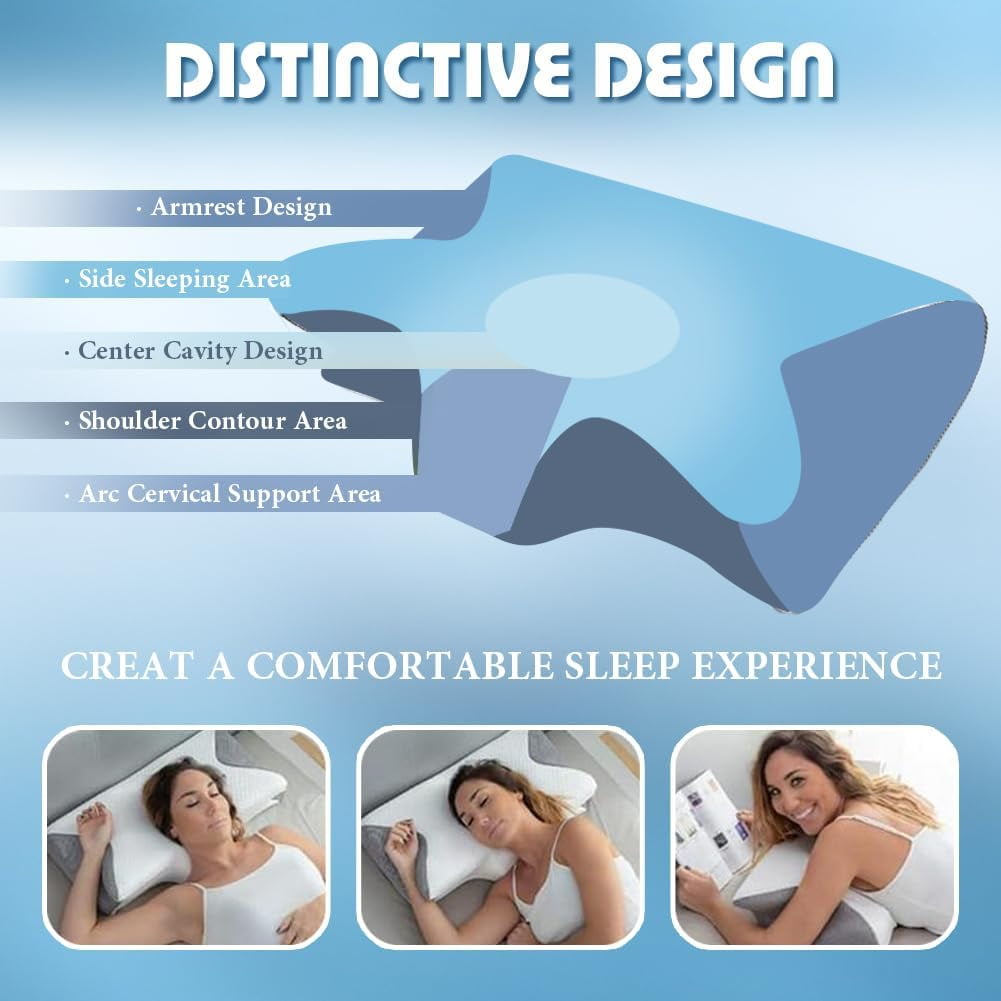 Orthopedic Support Airway Pro Sleep Apnea Pillow, Airway Pro Cervical Pillow - All-Night Neck Support, Ergonomic Pillows for All Sleepin... - Orthopedic Shredded Foam Bed Pillow Set Detail