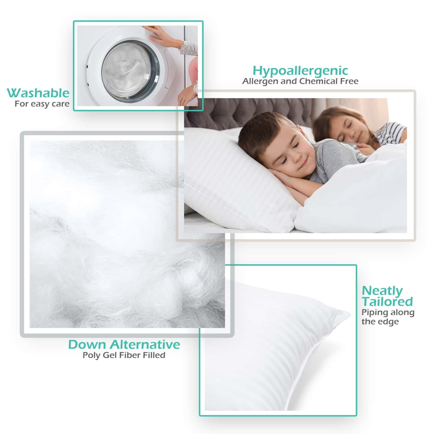 Fluffy Shredded Down Alternative Pillow, Stanard/Queen Pillows for Bed, Soft Supportive Hotel Quality Pillows - Orthopedic Shredded Foam Bed Pillow Set Detail