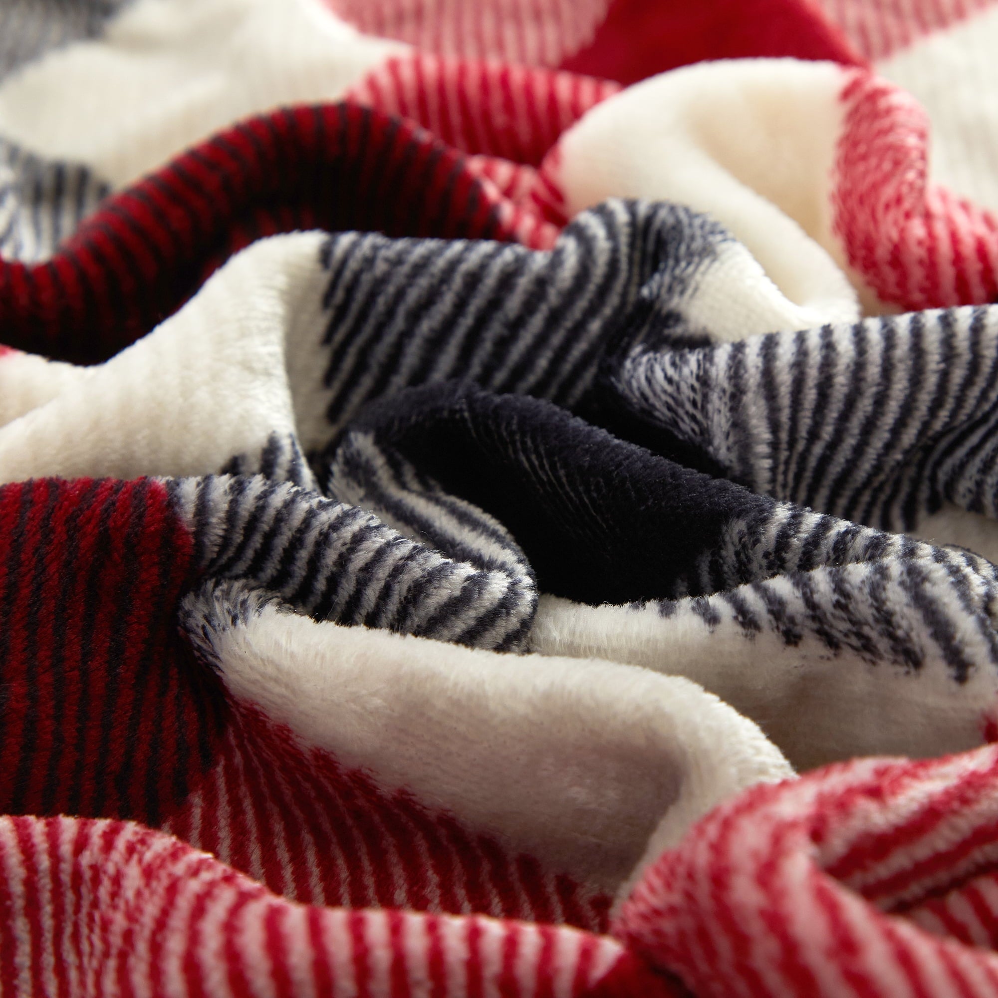 Cozy Fleece Cozy Plush Throw Blanket, Red Plaid 50" x 60" All Ages - Luxury Knitted Decorative Throw Blanket with Fringes Detail