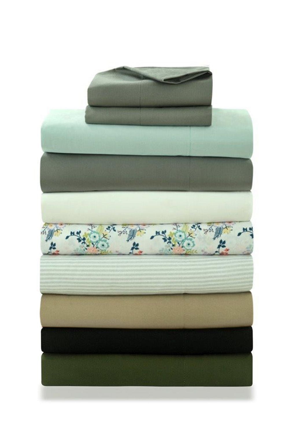 Ultra-Soft Easy Care 300 Thread Count Cotton Rich Percale Sheet Set, King, Grey Stripes - Luxury Bed Sheet Set with Deep Pockets Detail