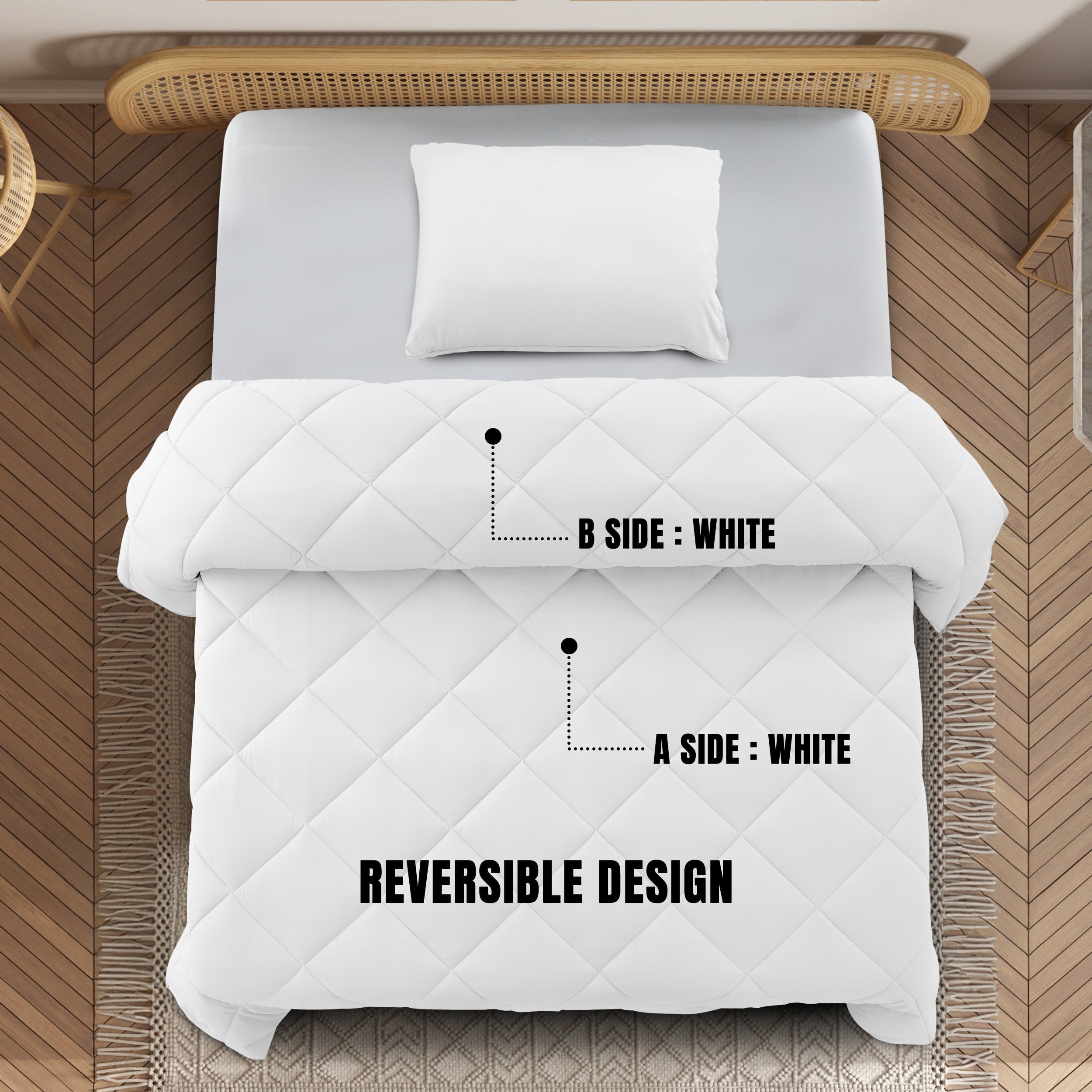 Heavyweight Warmth Lux Decor All-Season Comforter Sets Twin Size 2 PC, Reversible Bedding Set with Diamond Quilted Design Comforter and ... - All-Season Down Alternative Comforter Insert Detail