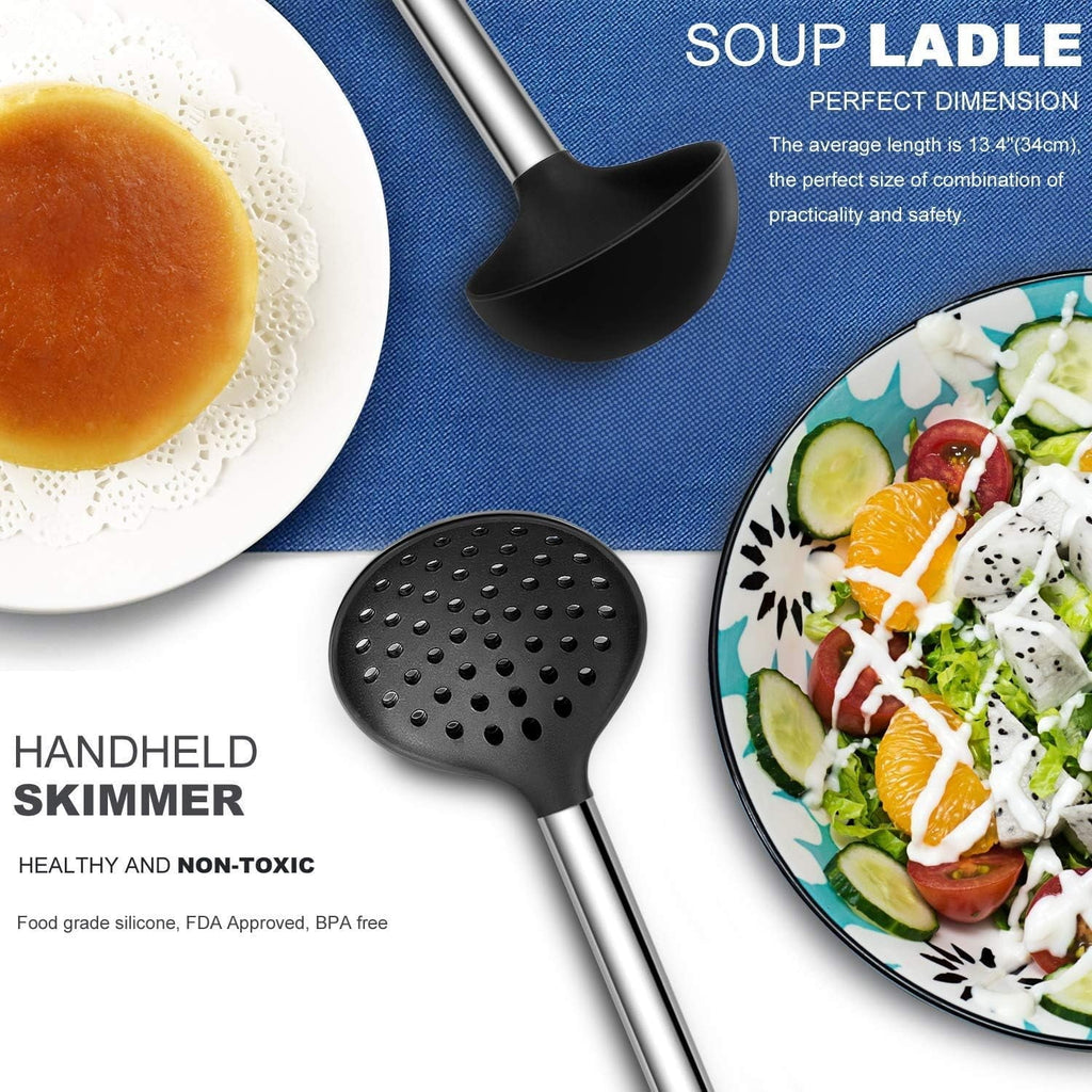 Professional Grade Kitchen Utensil Set-Silicone Cooking Utensils-33 Kitchen Gadgets & Spoons for Nonstick Cookware-Silicone and Stainles... - Multi-Purpose Hand Tool for Daily Meal Prep Detail