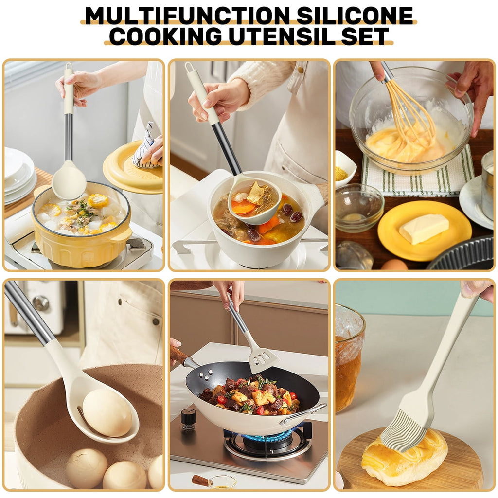 Durable Steel Silicone Cooking Utensil Set, 30 Pcs Kitchen Utensils Set with Stainless Steel Handle, Food Grade Silicone Spatula Se... - Professional Kitchen Tool for Culinary Enthusiasts Detail