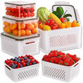 Deliciously Squishy 5 Pack Fruit Storage Containers for Fridge with Removable Colanders and Lids, 5 in 1 Leakproof Fridge Organizer Bins ... - Playful Star & Heart Shaped Geometric NeeDoh - Default Title