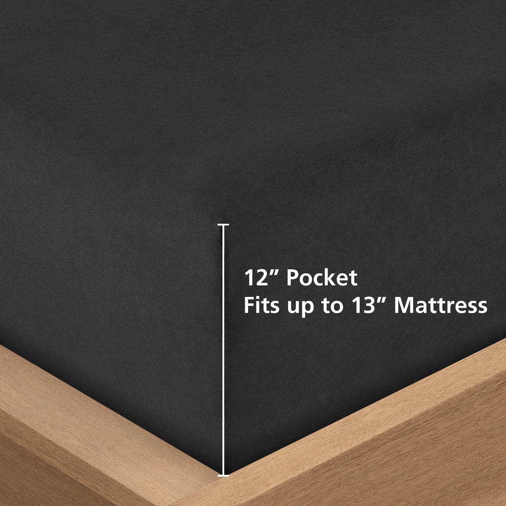 Fluffy Down Alternative All in One Down Alt Reversible Comforter and Sheet set- 5 Piece, Twin, Black - Cloud-Like Soft Lightweight Bed Comforter Detail