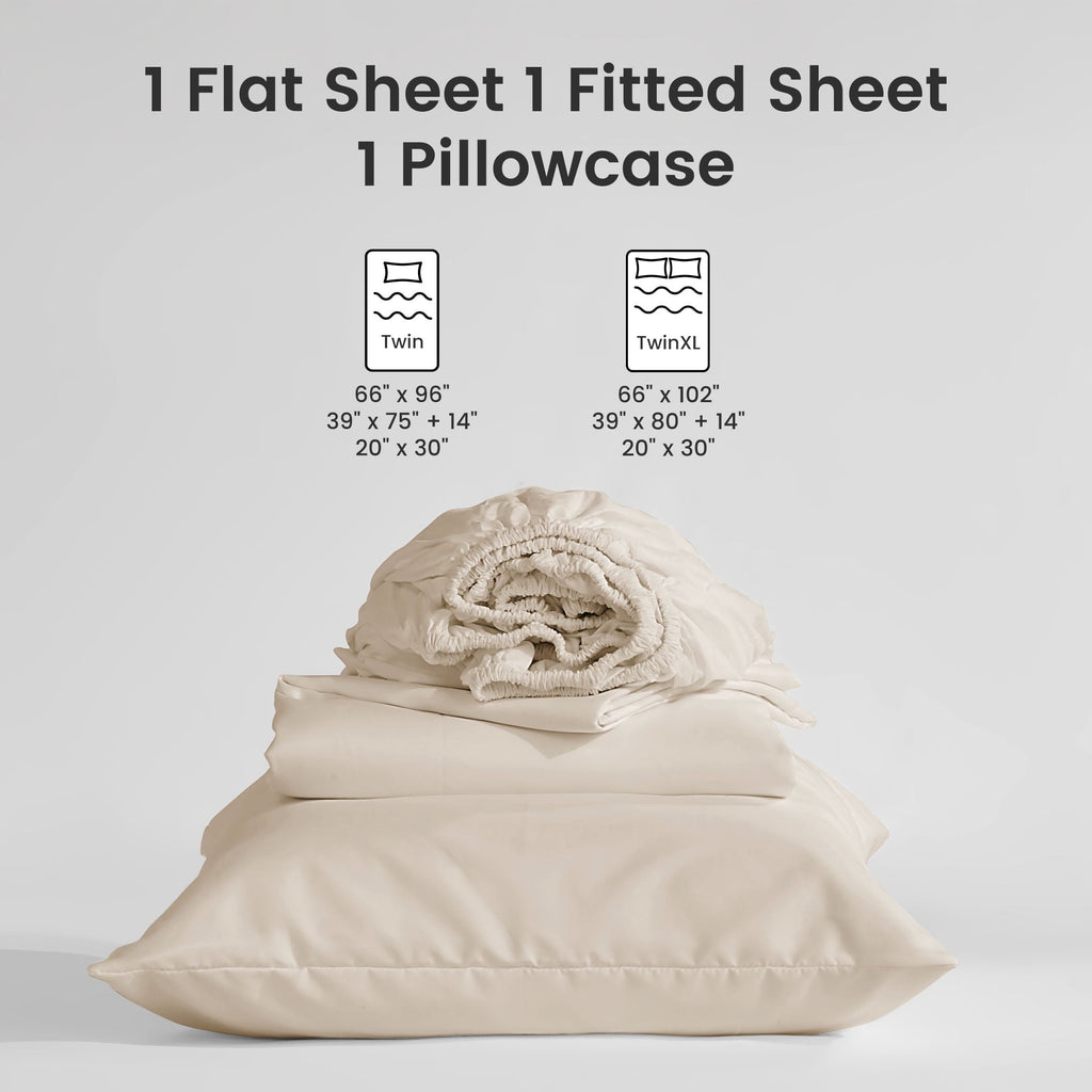 Breathable Luxury Bed Sheet Sets,Ultra Soft Breathable Luxury 4 Piece, (Beige, Queen) - Breathable Egyptian Cotton Flat & Fitted Sheets Detail
