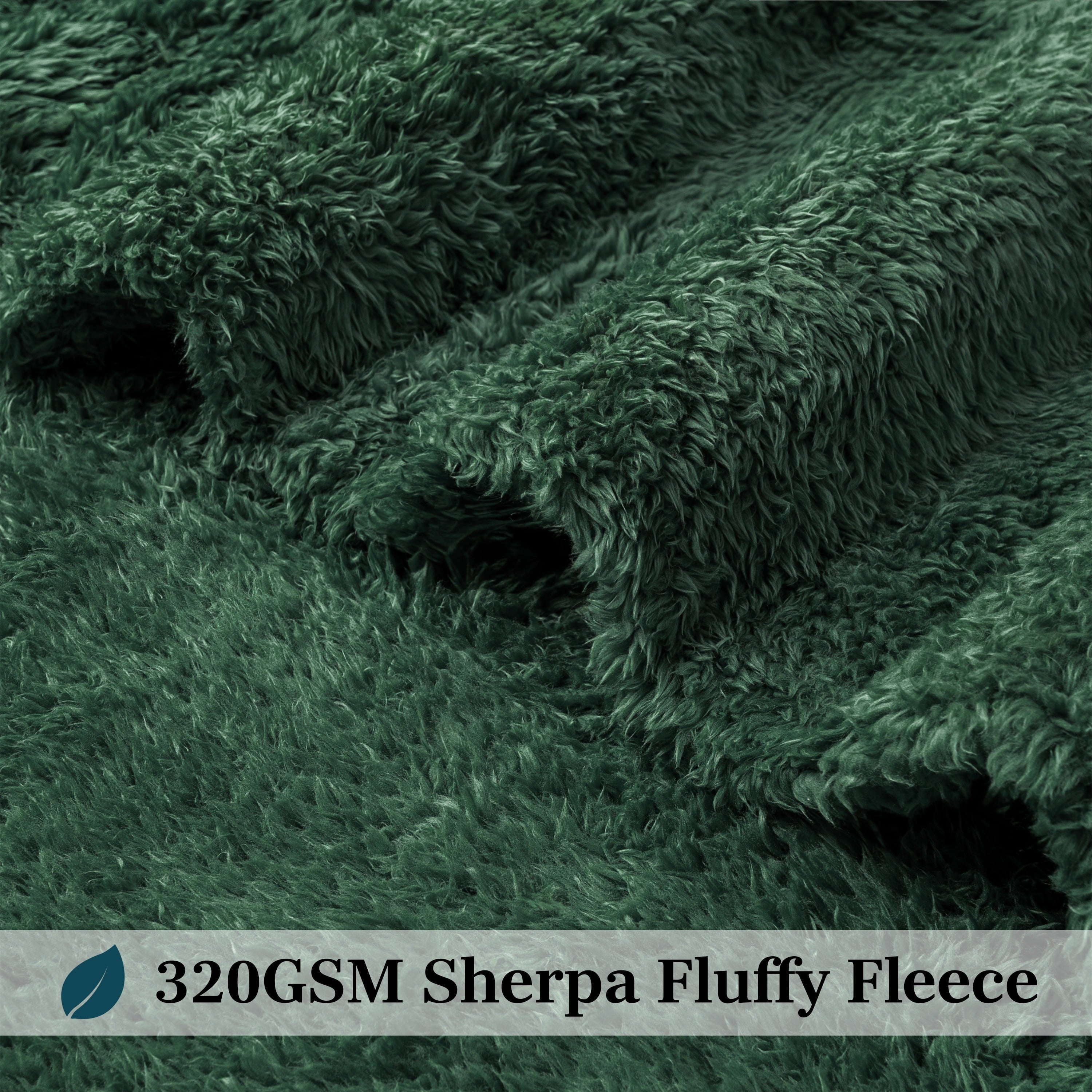 Decorative Knitted Sherpa Throw Blanket For Couch Sofa, Emerald Green Fluffy Warm Plush Blanket for Bed, Cozy Super Soft Lightweight Thr... - Lightweight Plush Warm Blanket for All Seasons Detail