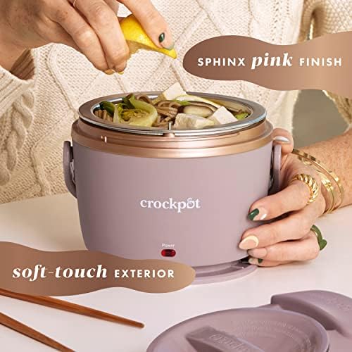 Self-Heating Crock-Pot Electric Lunch Box Food Warmer 20oz – Blush Pink S18G - Mini Personal Food Warmer for Healthy Meal Prep Detail
