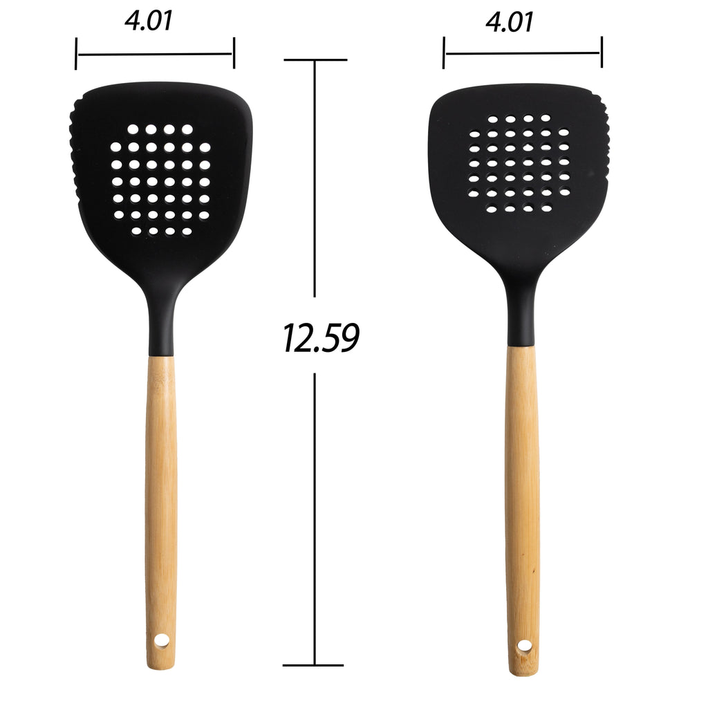 Professional Grade Kitchen and Cooking Utensil Turner, 13" L, Black - Multi-Purpose Hand Tool for Daily Meal Prep Detail