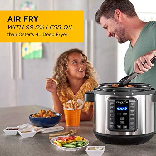 Safety-Lock Crock-Pot Express Crisp 8 Quart 10-in-1 Pressure Cooker S06F - Heavy-Duty Stainless Steel Speed-Cooking Pot Detail