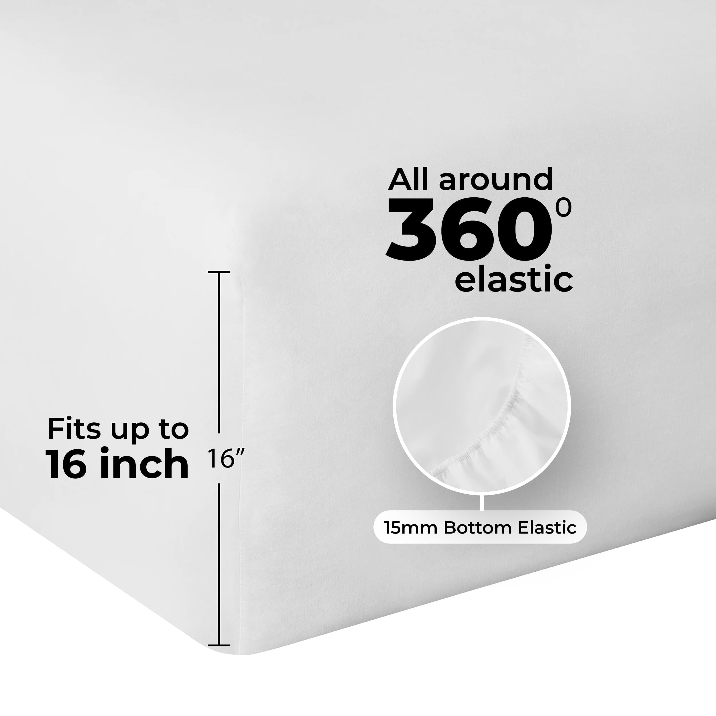 Wrinkle-Resistant 4-Piece 300 Thread Count White Cotton Blend Percale Bed Sheet Set, Queen - Luxury Bed Sheet Set with Deep Pockets Detail