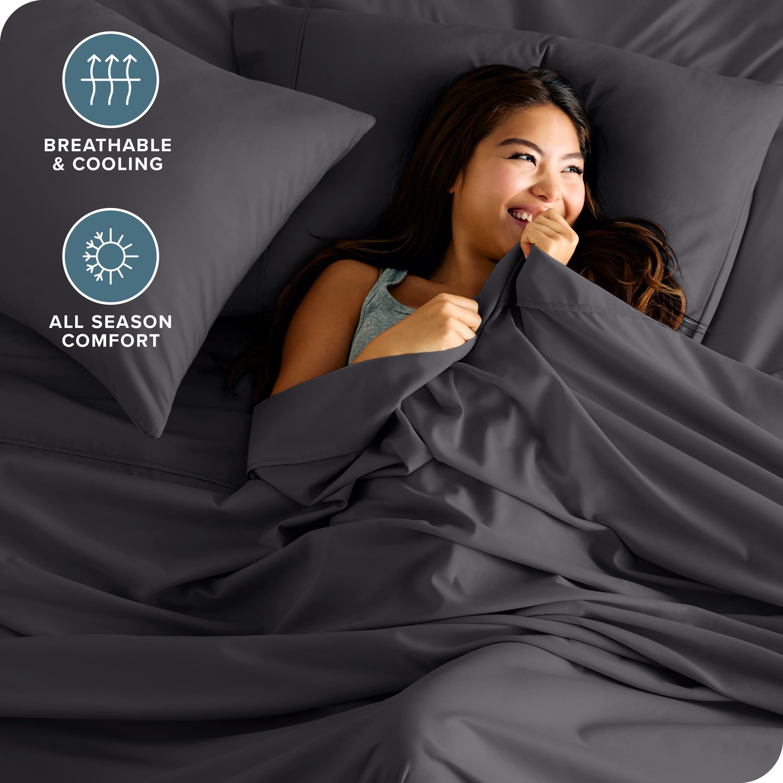 Premium Egyptian Cotton Luxury Bed Sheet Set- 6 Piece - Queen, Gray - Cooling Hotel Quality Bedding Sheets and Pillowcases Detail