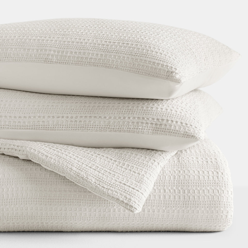 Luxurious Quilted Textured Waffle Comforter Set ins Natural Waffle Comforter Bedding Sets, King/Cal King Size Bedding - Luxurious Quilted Duvet Cover Set Detail