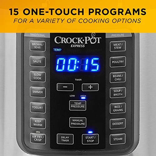 Safety-Lock Crock-Pot Express Crisp 8 Quart 10-in-1 Pressure Cooker S06F - Heavy-Duty Stainless Steel Speed-Cooking Pot Detail