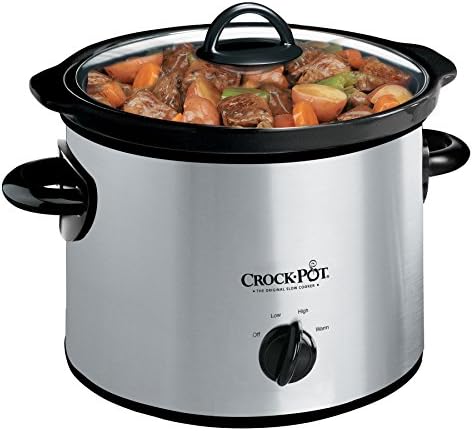 Large Capacity Crock-Pot 3 Quart Manual Slow Cooker – Silver S24N - Digital Crock Pot Slow Cooker for Family Meals - 3 Quarts