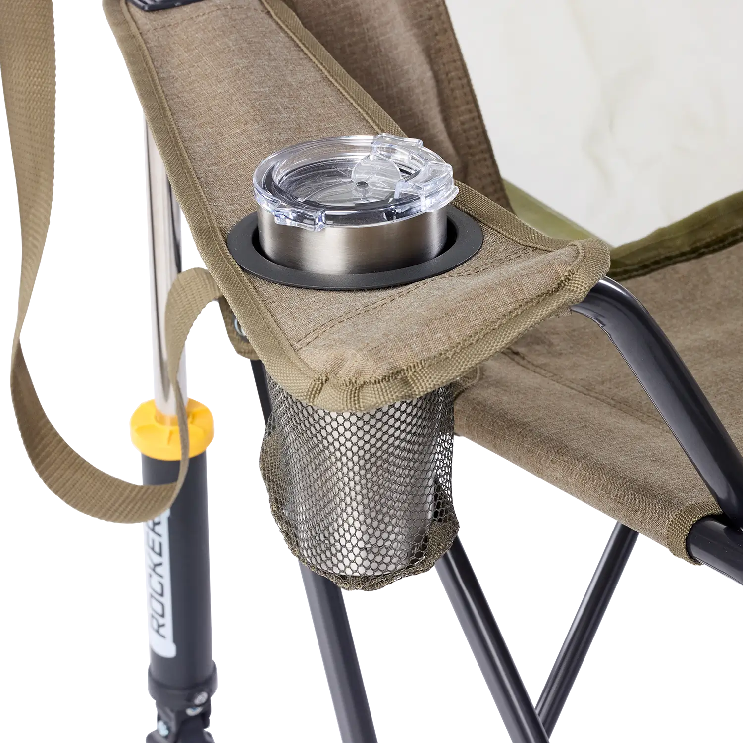 Luxury Camp Comfort Pro Rocker XL - Choice 107 - Heavy-Duty Kickback Rocker with Beverage Holder Detail