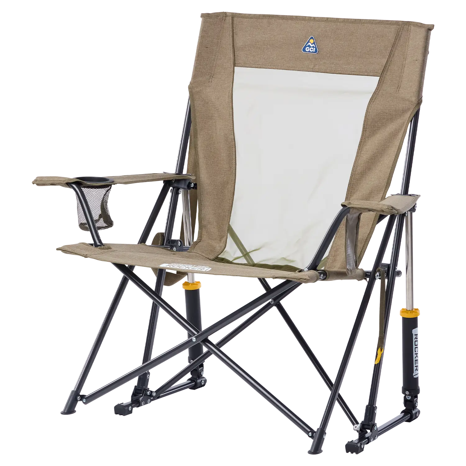 Luxury Camp Comfort Pro Rocker XL - Choice 107 - Heavy-Duty Kickback Rocker with Beverage Holder Detail