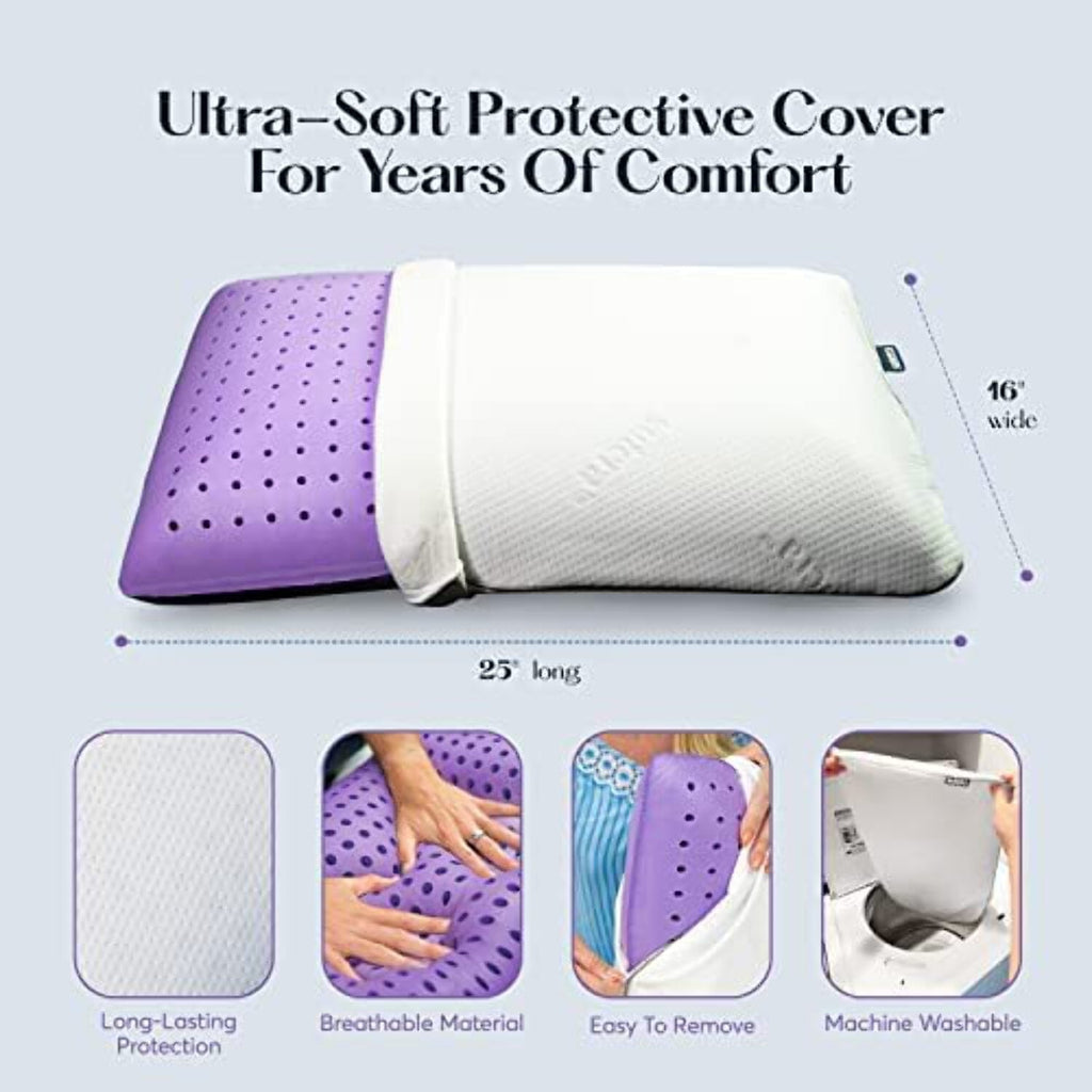 Orthopedic Support Plush Zen Bed Pillow, Lavender Scented Cooling Adaptive Memory Foam Queen - Hotel Quality Plush Sleeping Pillows Detail