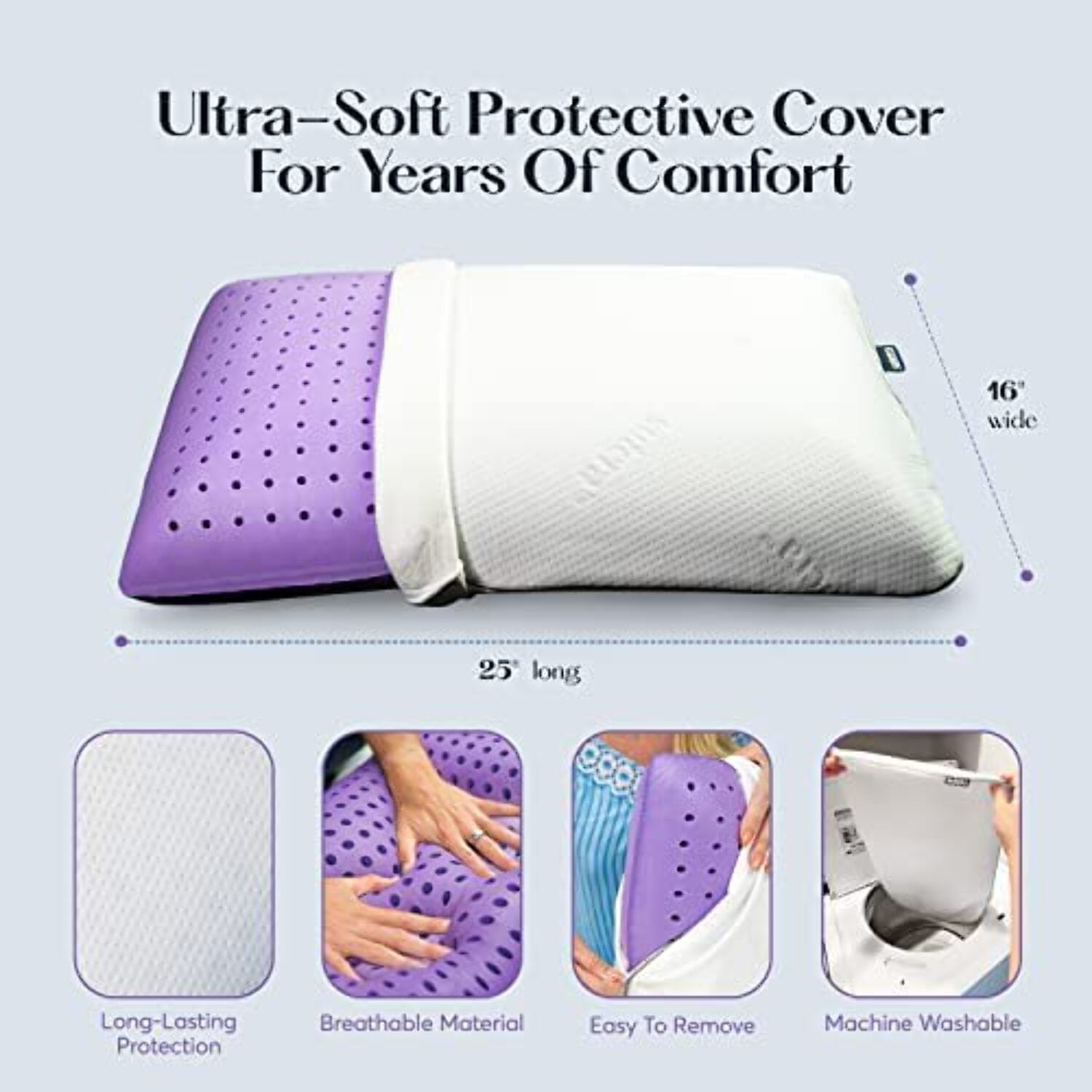 Orthopedic Support Plush Zen Bed Pillow, Lavender Scented Cooling Adaptive Memory Foam Queen - Hotel Quality Plush Sleeping Pillows Detail