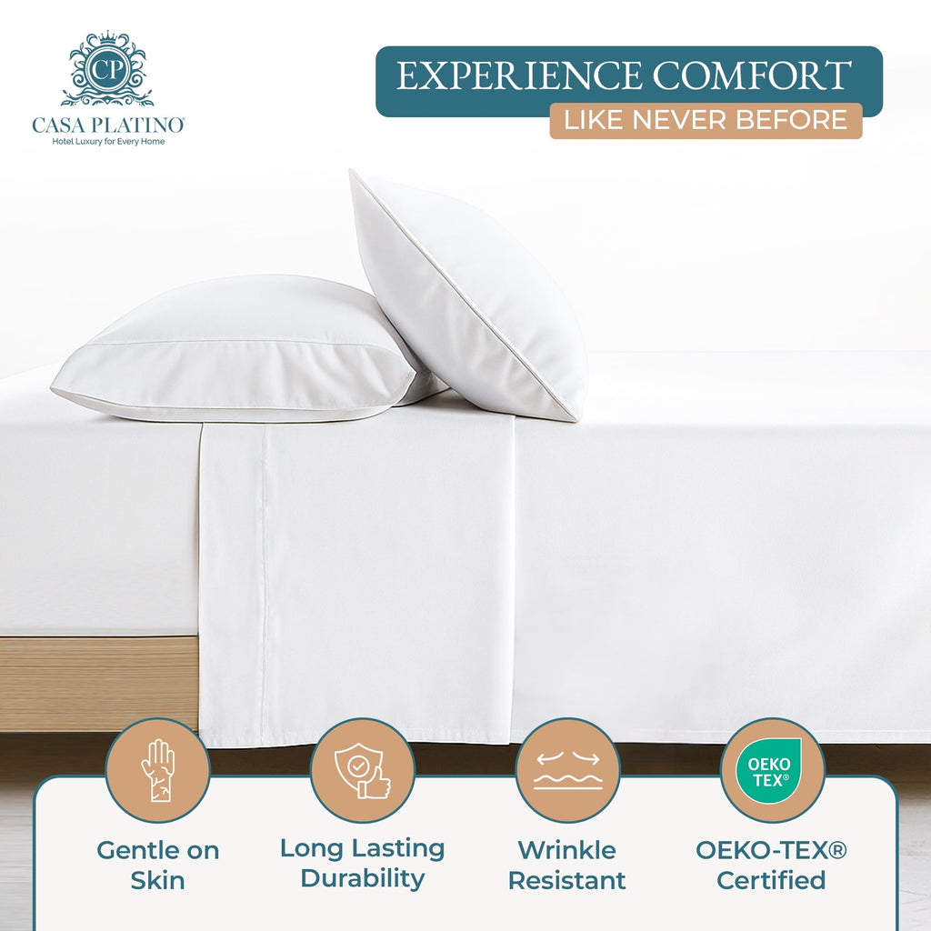 Ultra-Soft Bed Sheets Set – 6 Piece, 600 Thread Count, 100% Cotton Sheets, Hotel Luxury Sateen Finish, 15" Deep Pocket, Easy to ... - Breathable Egyptian Cotton Flat & Fitted Sheets Detail