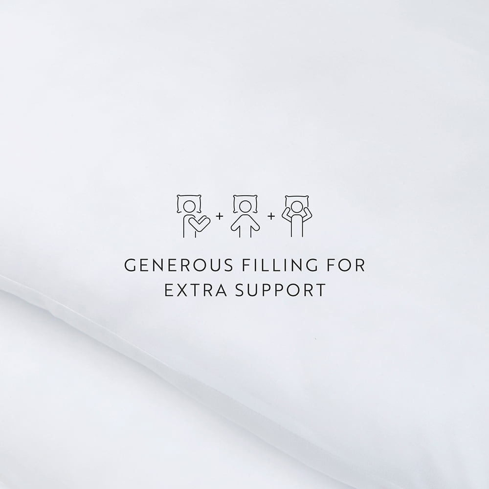 Orthopedic Support Plush Bed Pillows 2-Pack For All Sleep Styles - Back, Side and Stomach Sleepers - in King Size - Decorative Throw Pillow Cushion for Sofa & Bed Detail