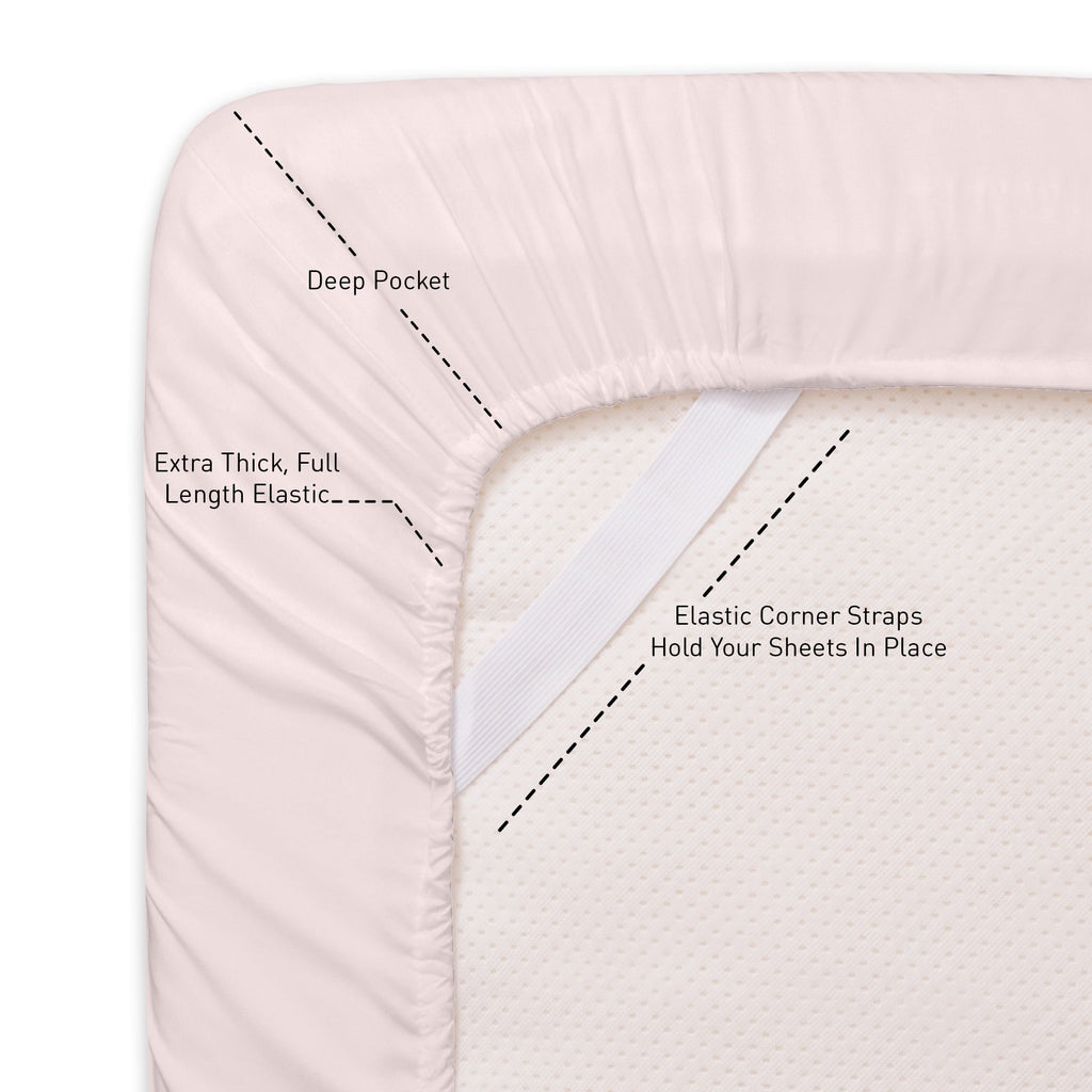 Luxurious Quilted Supreme 7 Piece Bed-In-A-Bag All Season Solid Comforter & Sheet Set, Full, Pale Pink - Cloud-Like Soft Lightweight Bed Comforter Detail