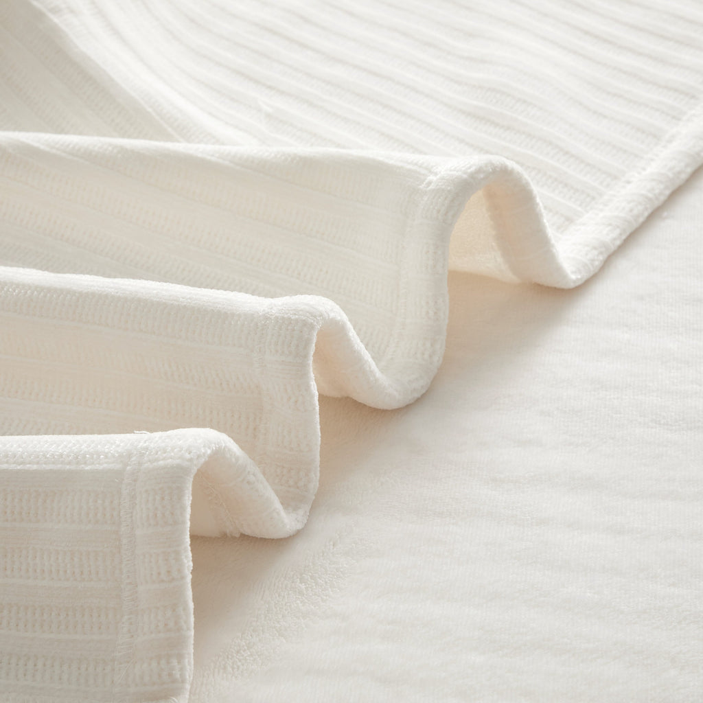 Reversible Sherpa Cozy Chenille Reverse to Plush Soft Couch Throw, Vanilla Dream, Standard Size - Luxury Knitted Decorative Throw Blanket with Fringes Detail