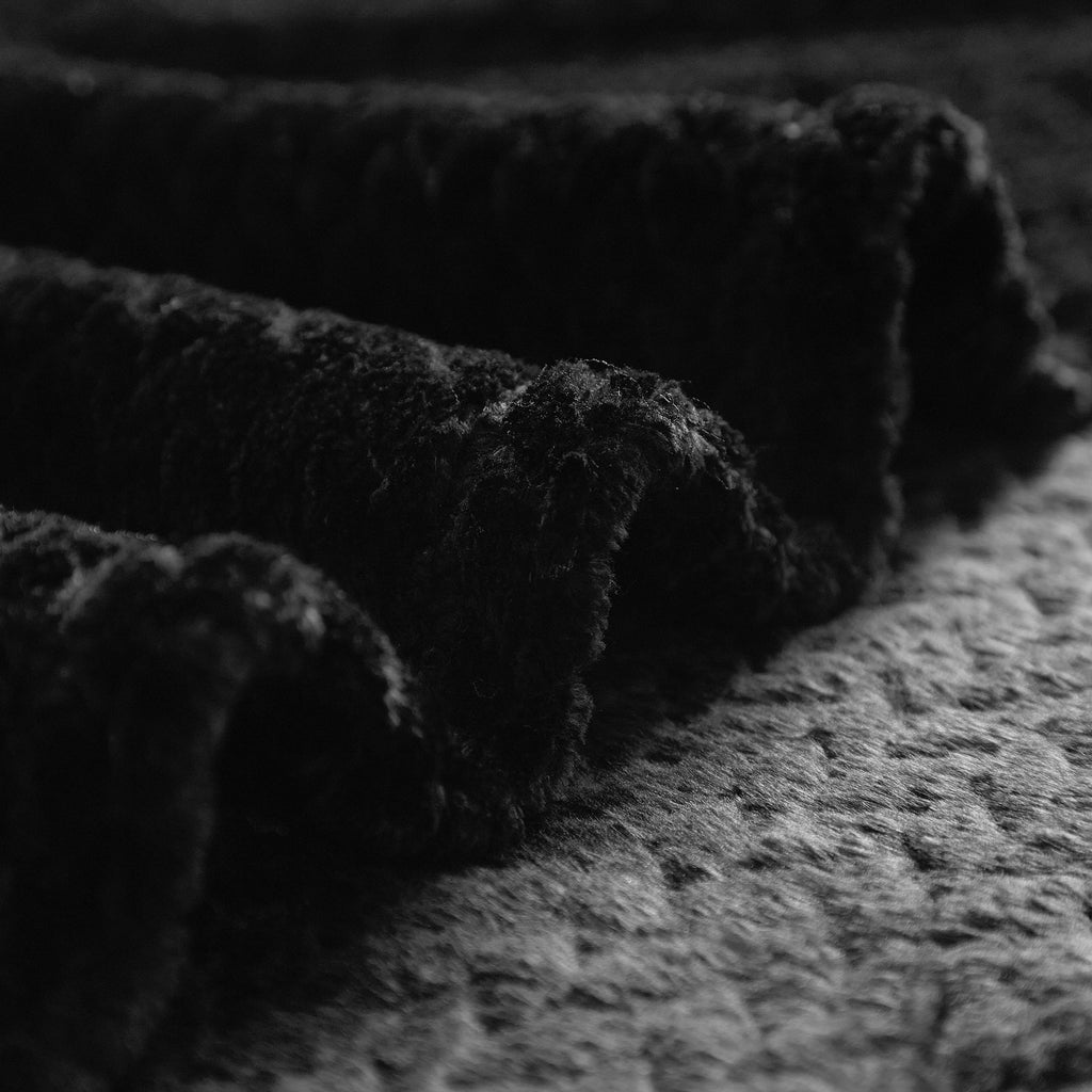 Reversible Sherpa Cozy Textured Plush Throw Blanket, Black, 50"x60" All Ages - Lightweight Plush Warm Blanket for All Seasons Detail