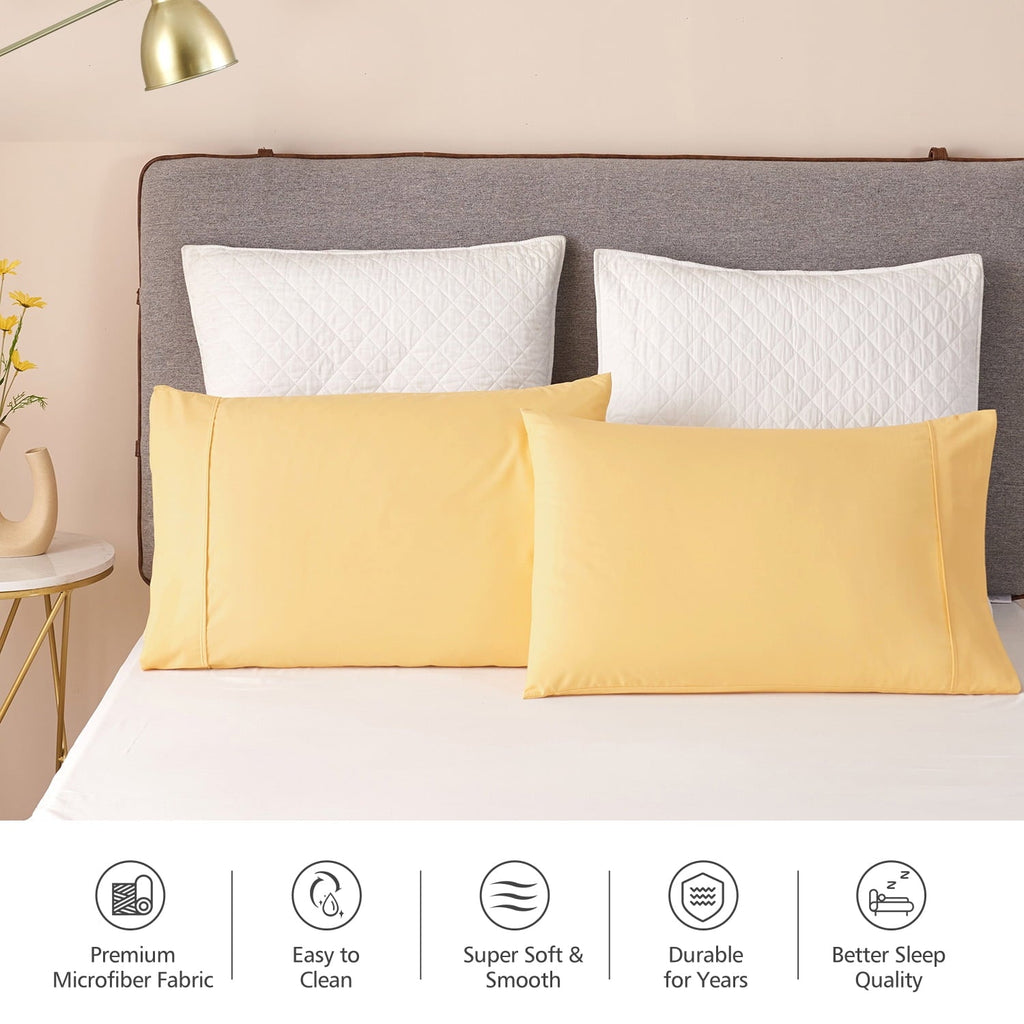 Orthopedic Support Solid Print Pillow Cases, King, Beige, 2-Pieces - Orthopedic Shredded Foam Bed Pillow Set Detail