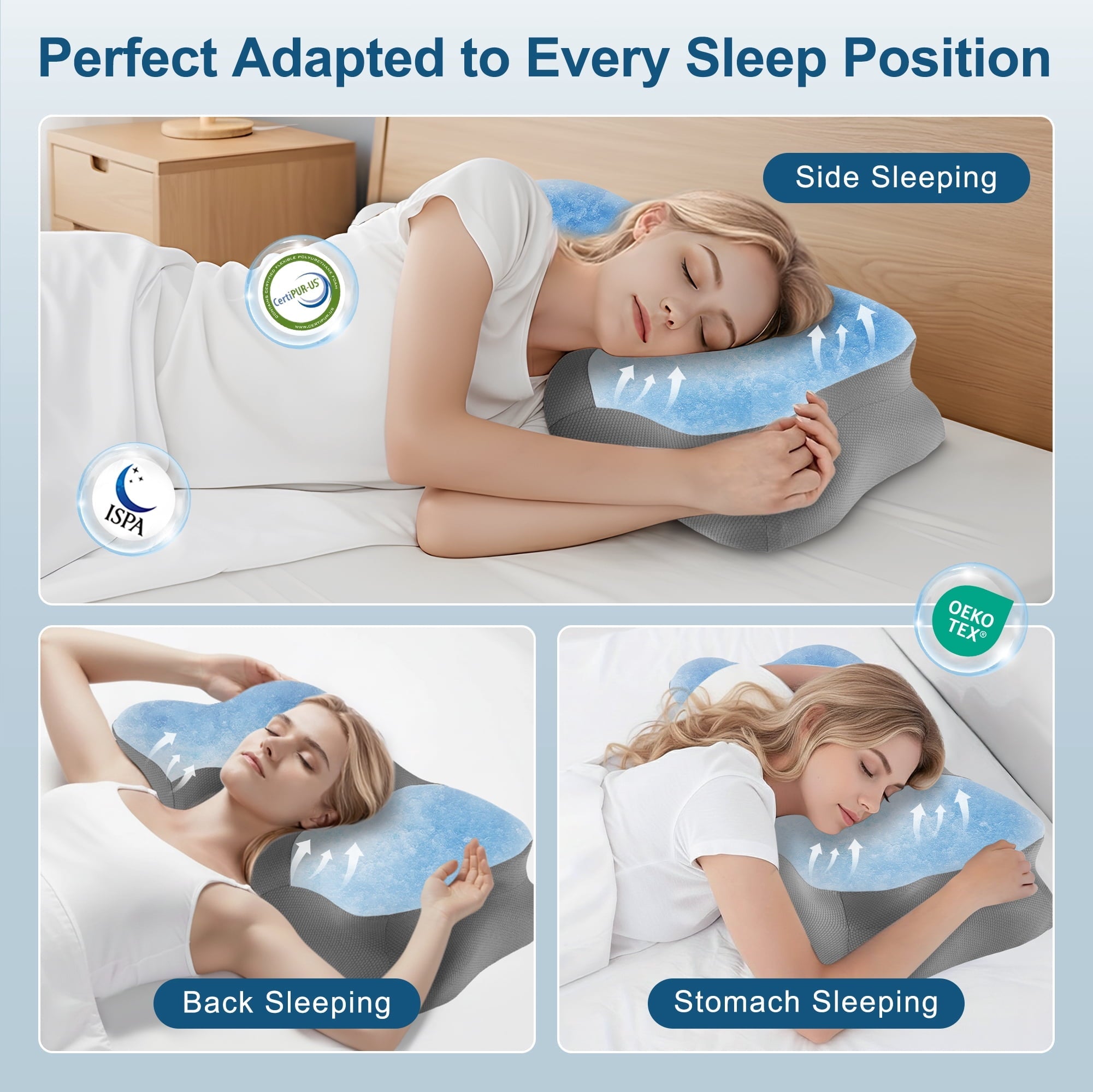 Decorative Plump Memory Foam Cervical Pillow for Sleeping Support - Orthopedic Bed Pillow for Neck, Shoulder Pain Relief, Adults, Side... - Orthopedic Shredded Foam Bed Pillow Set Detail