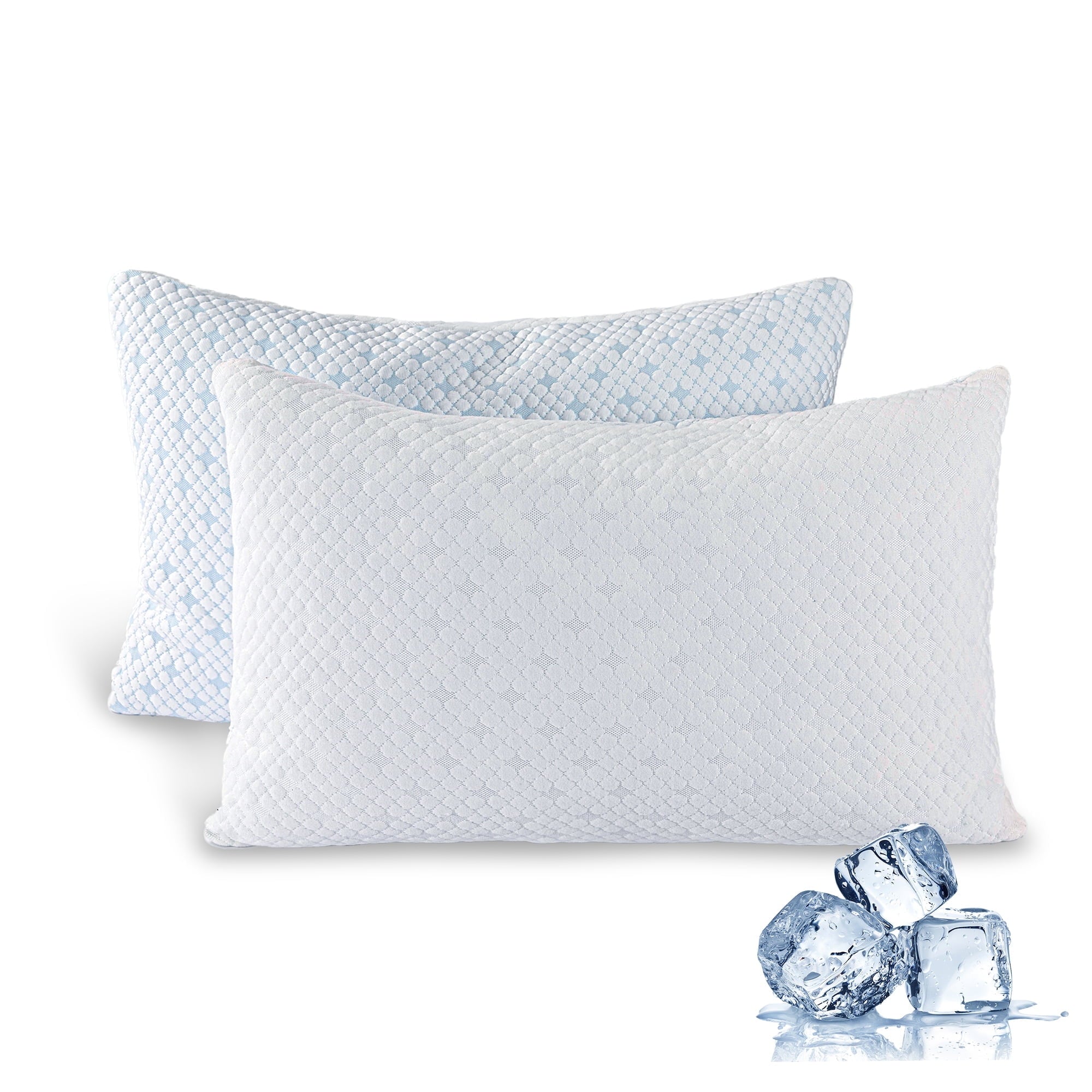 Hotel Collection 2-Pack Adjustable Cooling Bed Pillows, Shredded Memory Foam Pillows Set of 2, Standard Queen, Dual Sides - Hotel Quality Plush Sleeping Pillows Detail