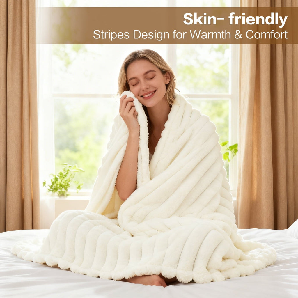 Super Soft Flannel White Fleece Throw Blanket for Couch, Super Soft Cozy Blankets and Throws, Decorative Fleece Blankets for Women Men G... - Super Soft Reversible Sherpa Flannel Blanket Detail