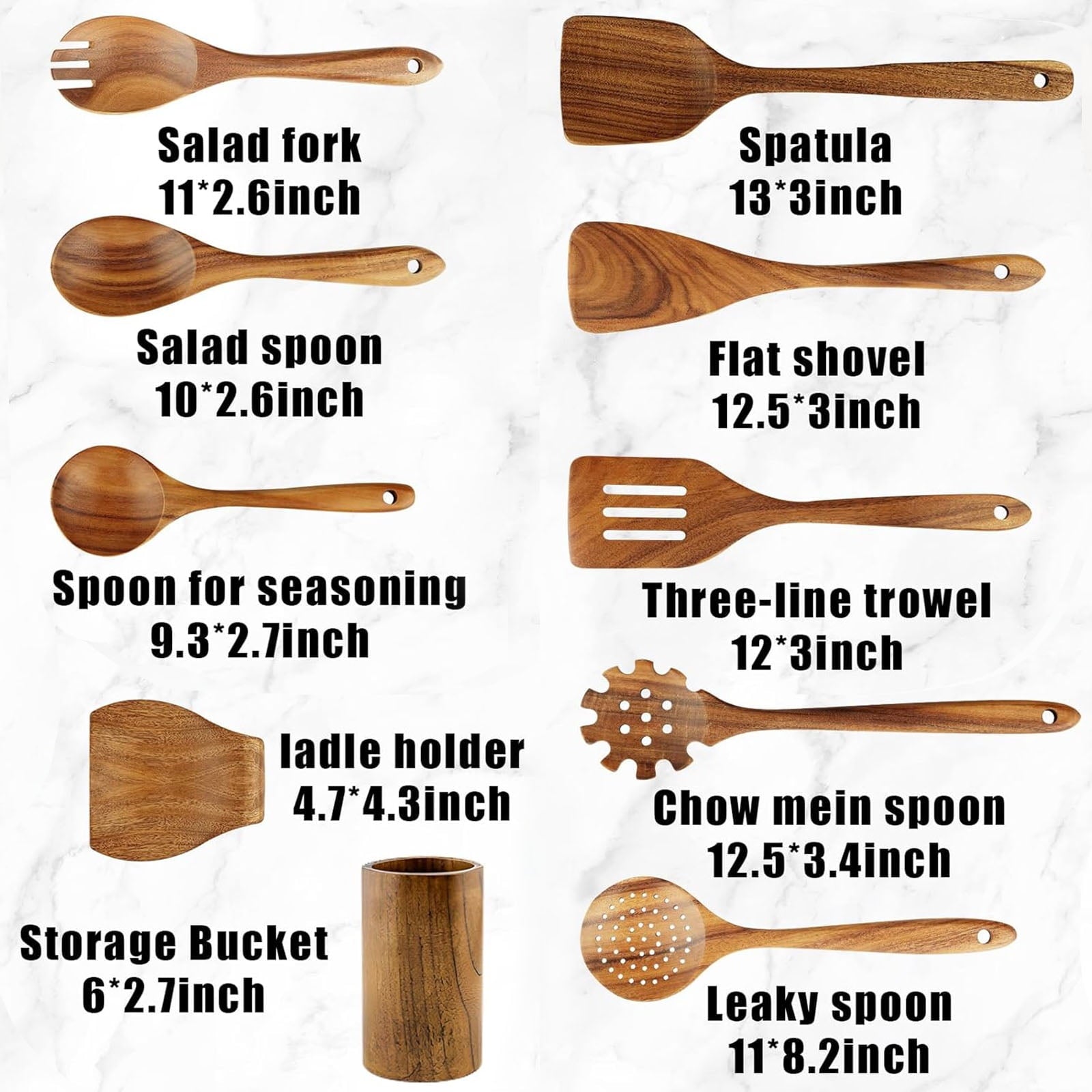 Ergonomic Cooking 10Pcs Wooden Spoons for Cooking, Smooth Finish Teak Wooden Utensils for Cooking, Soft Comfort-Grip Wood Spoons for Co... - Premium Stainless Steel Cooking Utensil for Non-Stick Pots Detail