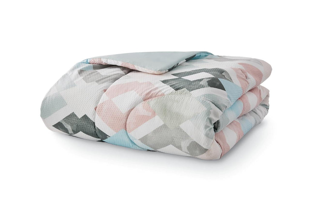 Fluffy Down Alternative Reversible Marble Diamond 8-Piece Bed in a Bag Bedding Set, Twin/Twin XL - Cloud-Like Soft Lightweight Bed Comforter Detail