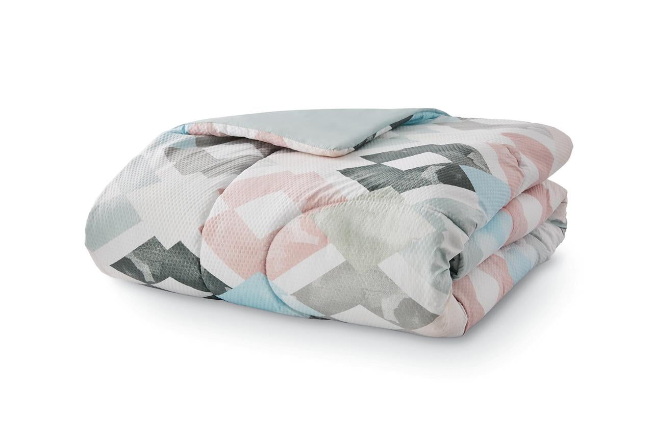 Fluffy Down Alternative Reversible Marble Diamond 8-Piece Bed in a Bag Bedding Set, Twin/Twin XL - Cloud-Like Soft Lightweight Bed Comforter Detail