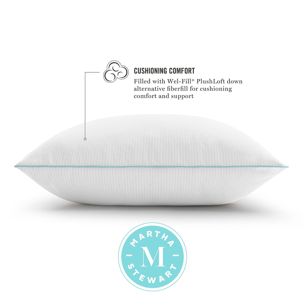 Orthopedic Support Classic Stripe Bed Pillows Standard / Queen Size Set Of 2, Enhanced Loft Plush Pillow for All Sleep Positions, 20" x ... - Hotel Quality Plush Sleeping Pillows Detail