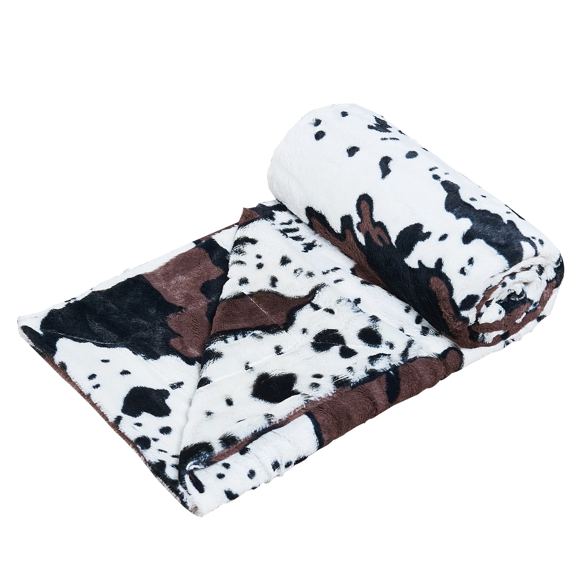 Super Soft Flannel Cow Print Double Sided Faux Fur Throw Blanket, Soft Cozy Fuzzy Black and White Throw, 50x60 inches - Cozy Fleece Throw Blanket for Couch & Bed Detail