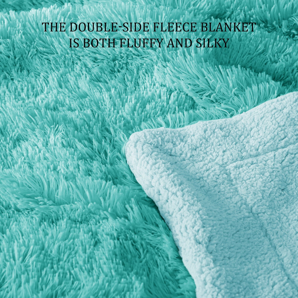 Lightweight Warm Fuzzy Faux Fur Throw Blanket, Reversible Shaggy Sherpa Fleece Blankets,Fluffy Plush Warm Throws for Couch, Bed, 50x60... - Cozy Fleece Throw Blanket for Couch & Bed Detail