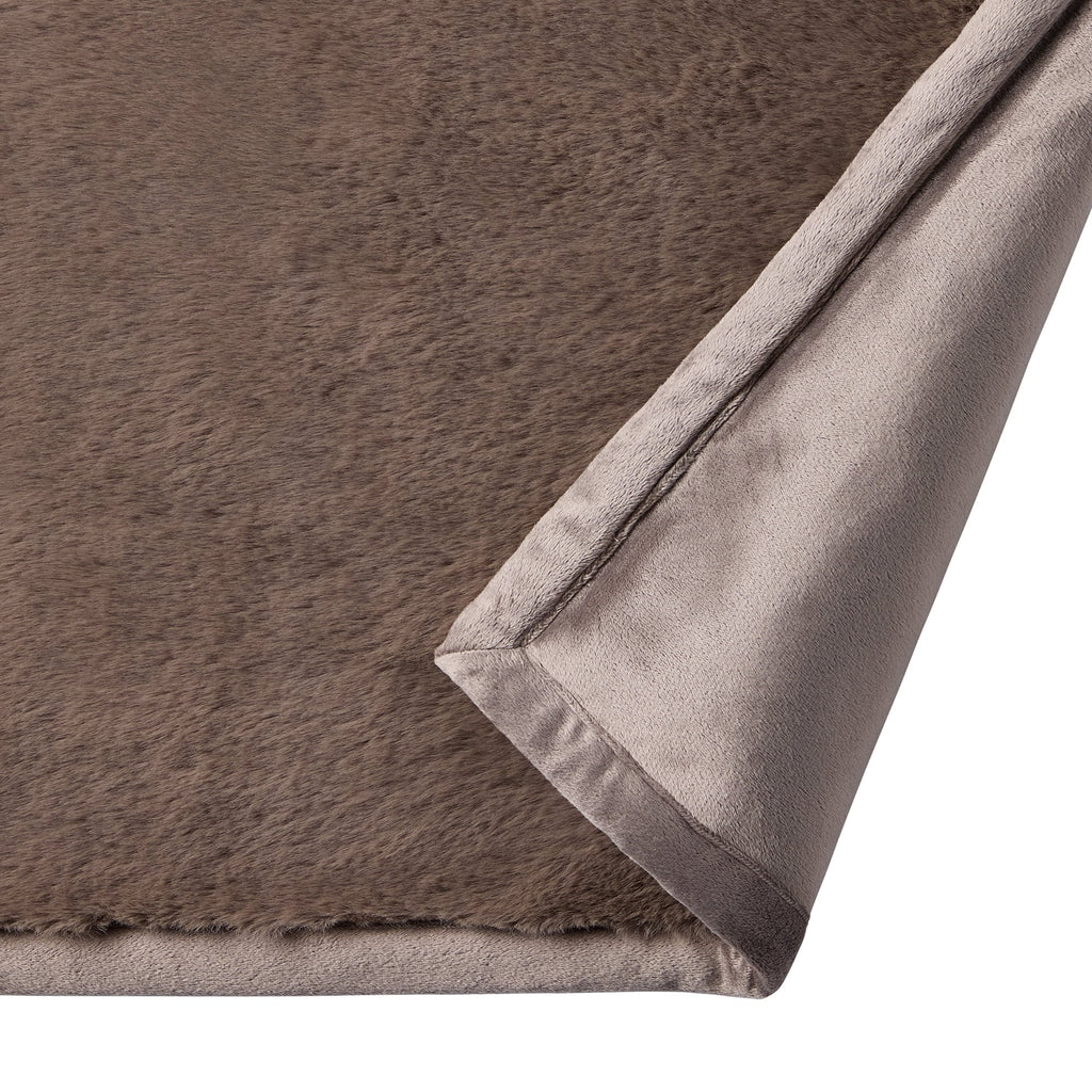 Cozy Fleece Grey Faux Fur Ultra Soft Luxury Oversized Throw Blanket 50" x 72", Grey Bisque - Super Soft Reversible Sherpa Flannel Blanket Detail