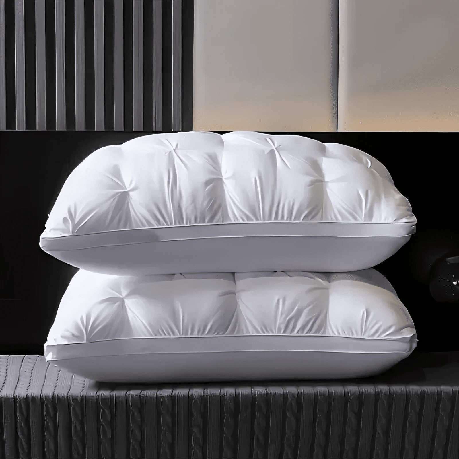 Hotel Collection Queen Size Bed Pillows Set of 2, Hotel Quality, Down Alternative Gusseted Bed Pillows for Side, Back, or Stomach Slee... - Ergonomic Memory Foam Pillow for Neck Pain Support Detail