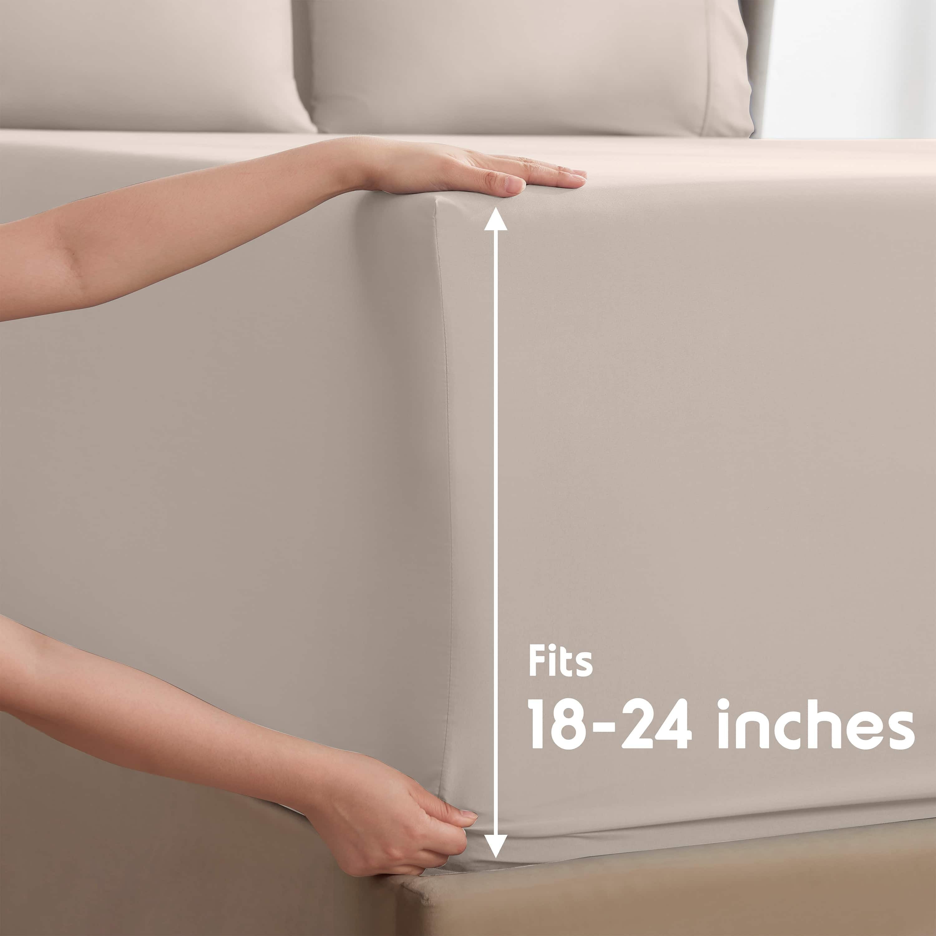 Wrinkle-Resistant Extra Deep Pocket Full Sheets Set, 4 Piece, Fits 18"-24" Mattress, Breathable & Extra Soft Bed Sheets, Linen - Cooling Hotel Quality Bedding Sheets and Pillowcases Detail
